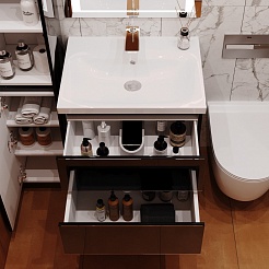 Style Line Мебель для ванной Даймонд 70 Люкс черная, PLUS подвесная – фотография-6